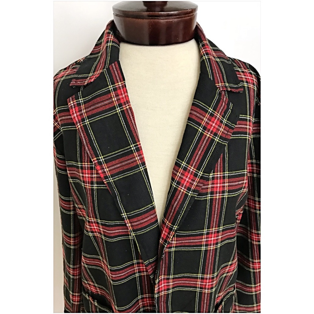 🍁SALE Perfect Plaid Blazer Jacket Pockets S/M - Picture 6 of 8